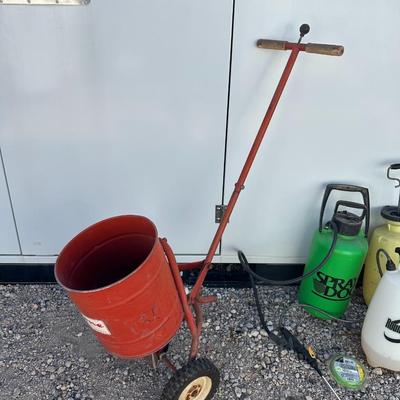 HOSE REEL, WEED SPRAYER AND SPREADER