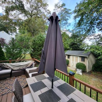LOT 177P: Complete Patio/Deck Umbrella Table and Chairs Set