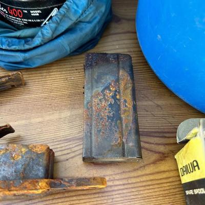 GUN CLEANING, SPARE FISHING REELS, COLEMAN FEATHER 400 SINGLE BURNER CAMP STOVE AND MORE