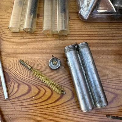 GUN CLEANING, SPARE FISHING REELS, COLEMAN FEATHER 400 SINGLE BURNER CAMP STOVE AND MORE