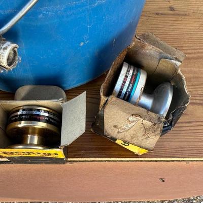 GUN CLEANING, SPARE FISHING REELS, COLEMAN FEATHER 400 SINGLE BURNER CAMP STOVE AND MORE