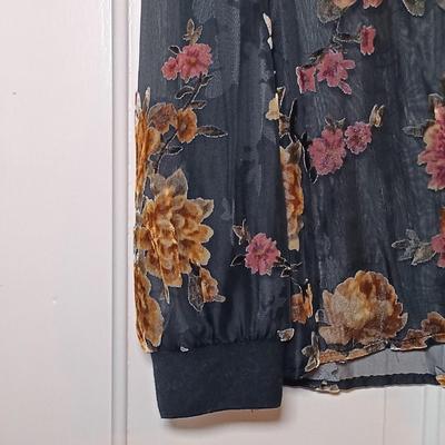 LOT 224: Vintage Caché Sheer Sleeve Corset, Ralph Lauren Floral Lace Long Sleeve Shirt & A New Day Velvet Rose on Sheer Fabric Long...