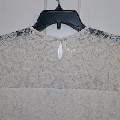 LOT 224: Vintage Caché Sheer Sleeve Corset, Ralph Lauren Floral Lace Long Sleeve Shirt & A New Day Velvet Rose on Sheer Fabric Long...