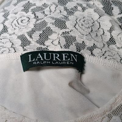 LOT 224: Vintage Caché Sheer Sleeve Corset, Ralph Lauren Floral Lace Long Sleeve Shirt & A New Day Velvet Rose on Sheer Fabric Long...
