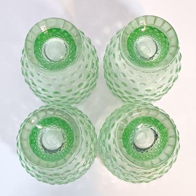 LOT 227: Set of (4) Tiara Indiana Glass Green Hobnail Glass Tumblers