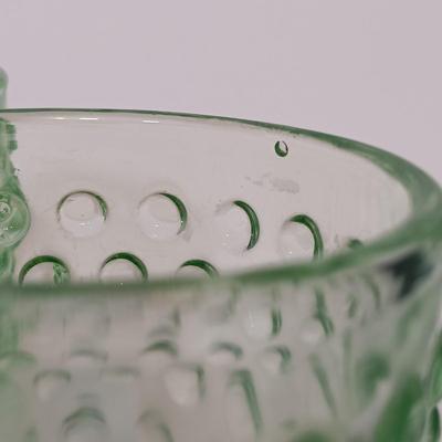 LOT 227: Set of (4) Tiara Indiana Glass Green Hobnail Glass Tumblers