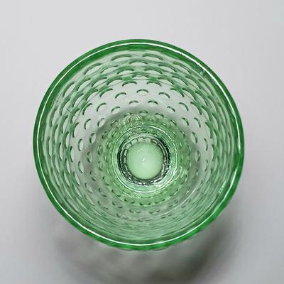 LOT 227: Set of (4) Tiara Indiana Glass Green Hobnail Glass Tumblers