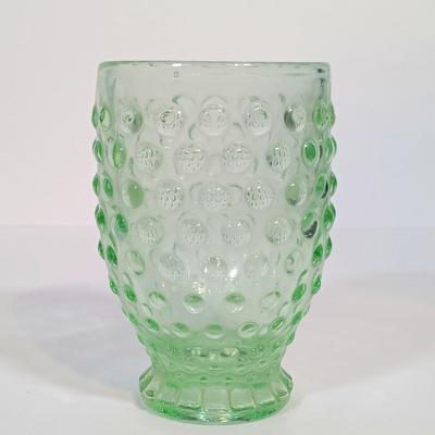 LOT 227: Set of (4) Tiara Indiana Glass Green Hobnail Glass Tumblers