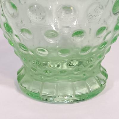 LOT 227: Set of (4) Tiara Indiana Glass Green Hobnail Glass Tumblers