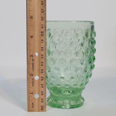 LOT 227: Set of (4) Tiara Indiana Glass Green Hobnail Glass Tumblers