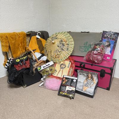 LOT 154B: Collection of Dress Up Clothes / Halloween Costumes w/ 3 Trunks