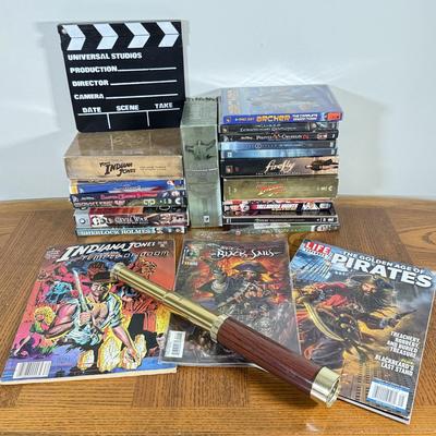 LOT 157B: Collection of DVDs, Indian Jones Comic & Black Sails Pirates Comic