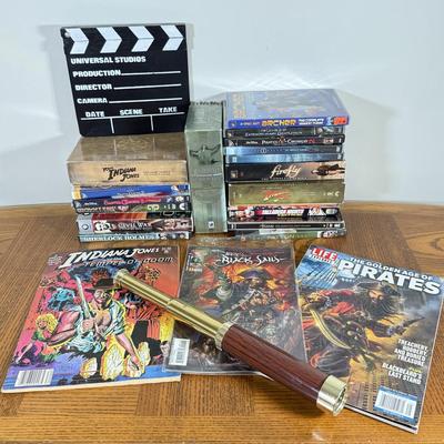 LOT 157B: Collection of DVDs, Indian Jones Comic & Black Sails Pirates Comic