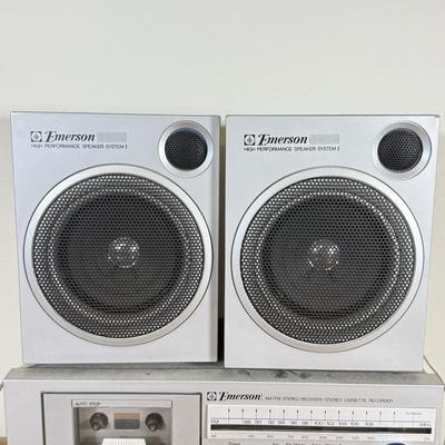 LOT 158B: Emerson AM/FM Stereo Reciever/Stereo Cassette Recorder Model MM 800 w/ Speakers Model System I