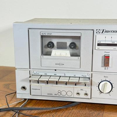 LOT 158B: Emerson AM/FM Stereo Reciever/Stereo Cassette Recorder Model MM 800 w/ Speakers Model System I