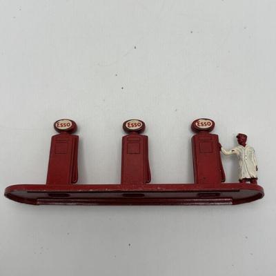 LOT 245: Lesney Esso Gas Pump, Britains Farm Figurines, Barclay Newspaper Seller & More