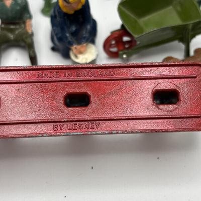LOT 245: Lesney Esso Gas Pump, Britains Farm Figurines, Barclay Newspaper Seller & More