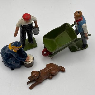 LOT 245: Lesney Esso Gas Pump, Britains Farm Figurines, Barclay Newspaper Seller & More