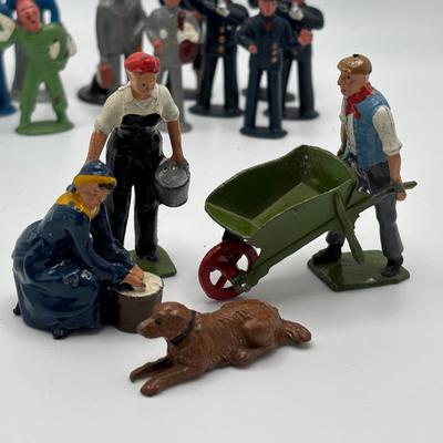 LOT 245: Lesney Esso Gas Pump, Britains Farm Figurines, Barclay Newspaper Seller & More