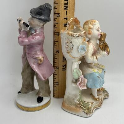 LOT 253: Hand Painted Trinket Dish, Purple Pitcher Plant Vase, Painted Milk Glass Trinket Box & More