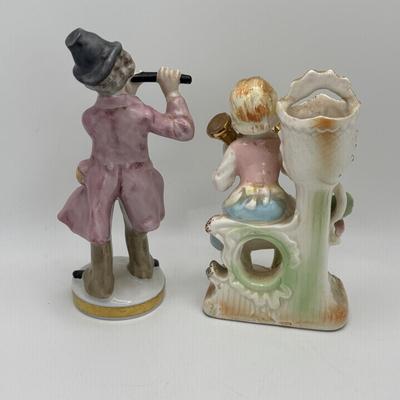 LOT 253: Hand Painted Trinket Dish, Purple Pitcher Plant Vase, Painted Milk Glass Trinket Box & More