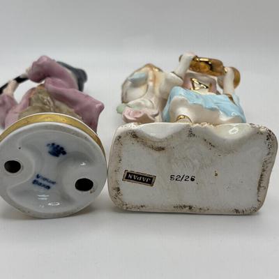 LOT 253: Hand Painted Trinket Dish, Purple Pitcher Plant Vase, Painted Milk Glass Trinket Box & More