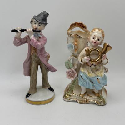 LOT 253: Hand Painted Trinket Dish, Purple Pitcher Plant Vase, Painted Milk Glass Trinket Box & More