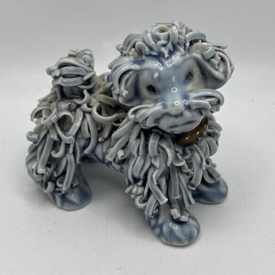 LOT 256: Vintage Blue Spaghetti Poodle Figure, Lenox Dog,Miniature Tobey Mugs