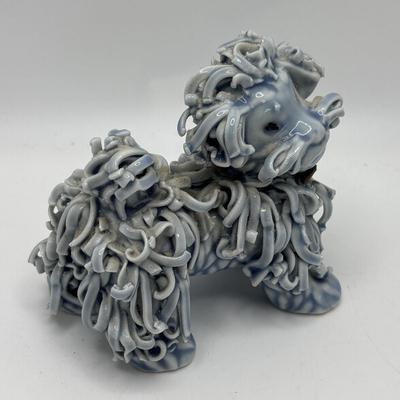 LOT 256: Vintage Blue Spaghetti Poodle Figure, Lenox Dog,Miniature Tobey Mugs