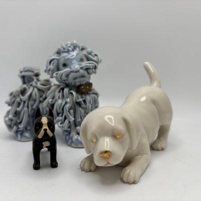 LOT 256: Vintage Blue Spaghetti Poodle Figure, Lenox Dog,Miniature Tobey Mugs