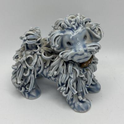 LOT 256: Vintage Blue Spaghetti Poodle Figure, Lenox Dog,Miniature Tobey Mugs