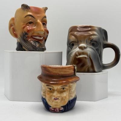 LOT 256: Vintage Blue Spaghetti Poodle Figure, Lenox Dog,Miniature Tobey Mugs