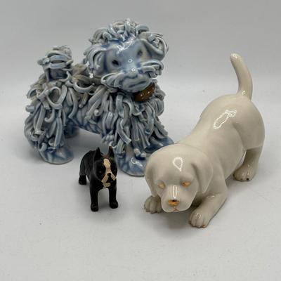 LOT 256: Vintage Blue Spaghetti Poodle Figure, Lenox Dog,Miniature Tobey Mugs