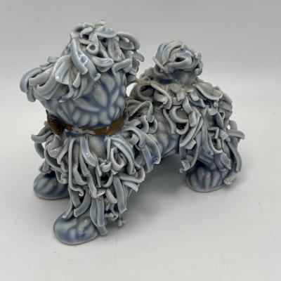 LOT 256: Vintage Blue Spaghetti Poodle Figure, Lenox Dog,Miniature Tobey Mugs