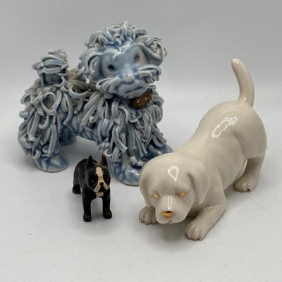LOT 256: Vintage Blue Spaghetti Poodle Figure, Lenox Dog,Miniature Tobey Mugs