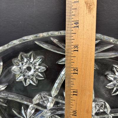 LOT 258: Vintage Uranuim Glass Furniture Casters, Sherbet Dish & Footed Tumblers along with a Crystal Cake Stand & Divided...