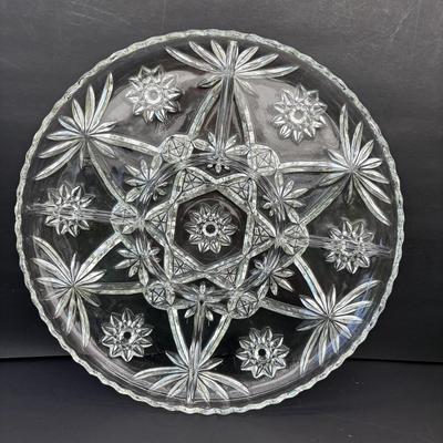 LOT 258: Vintage Uranuim Glass Furniture Casters, Sherbet Dish & Footed Tumblers along with a Crystal Cake Stand & Divided...