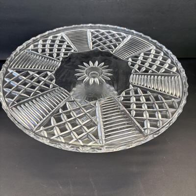 LOT 258: Vintage Uranuim Glass Furniture Casters, Sherbet Dish & Footed Tumblers along with a Crystal Cake Stand & Divided...