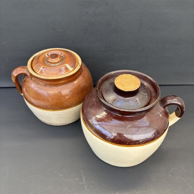 LOT 261: Vintage Stoneware Bean Pots, Made in USA