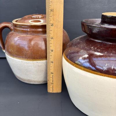 LOT 261: Vintage Stoneware Bean Pots, Made in USA