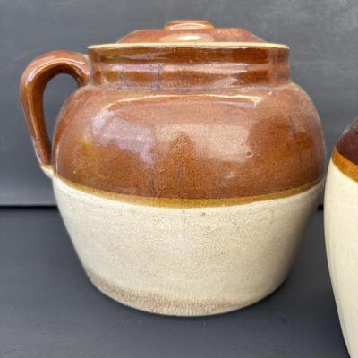 LOT 261: Vintage Stoneware Bean Pots, Made in USA