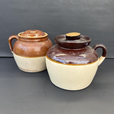 LOT 261: Vintage Stoneware Bean Pots, Made in USA