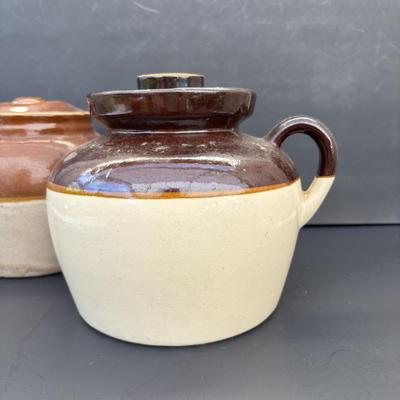 LOT 261: Vintage Stoneware Bean Pots, Made in USA