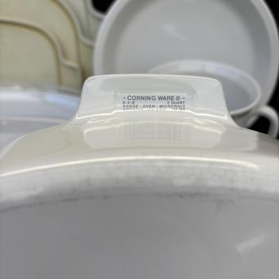 LOT 265: Corning Ware: French White, Corn Flower Blue, Wild Flower