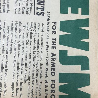 LOT 160B: WWII Era Newsmap Papers, 1943-1944, w/ State Quarters & More