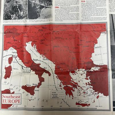LOT 160B: WWII Era Newsmap Papers, 1943-1944, w/ State Quarters & More