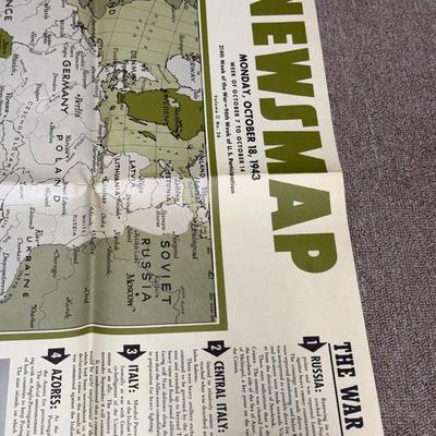 LOT 160B: WWII Era Newsmap Papers, 1943-1944, w/ State Quarters & More