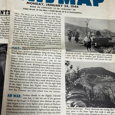LOT 160B: WWII Era Newsmap Papers, 1943-1944, w/ State Quarters & More