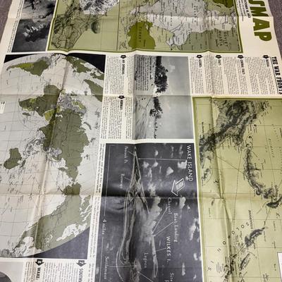 LOT 160B: WWII Era Newsmap Papers, 1943-1944, w/ State Quarters & More
