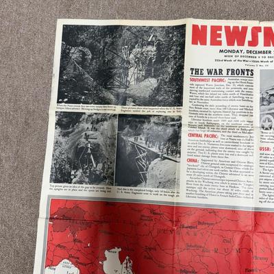 LOT 160B: WWII Era Newsmap Papers, 1943-1944, w/ State Quarters & More